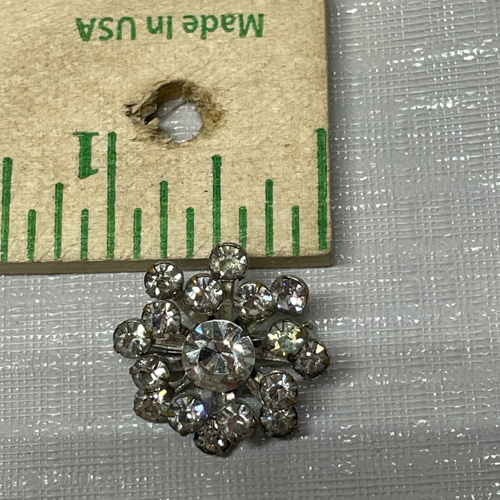 Costume Rhinestone Snowflake Brooch - Silver Crystal Sparkle - Picture 3 of 3
